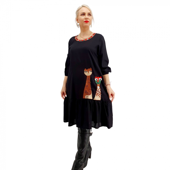Rochie neagra midi cu 2 girafe [4]