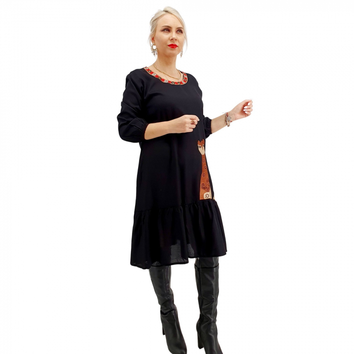 Rochie neagra midi cu 2 girafe [5]