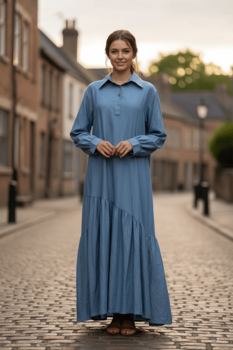 Rochie imitatie denim lunga