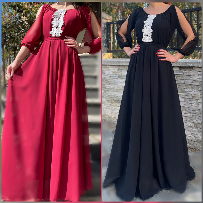 Rochie lunga cu motive crosetate Morticia 3 [6]
