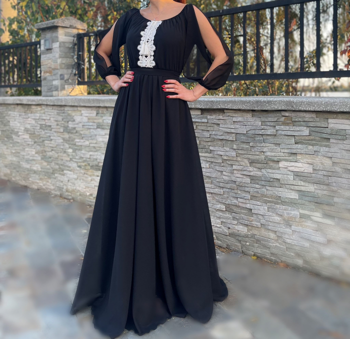 Rochie lunga cu motive crosetate Morticia [2]