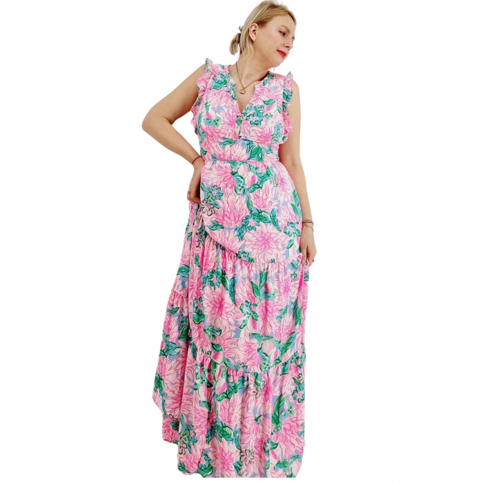 Rochie lunga din vascoza roz [6]