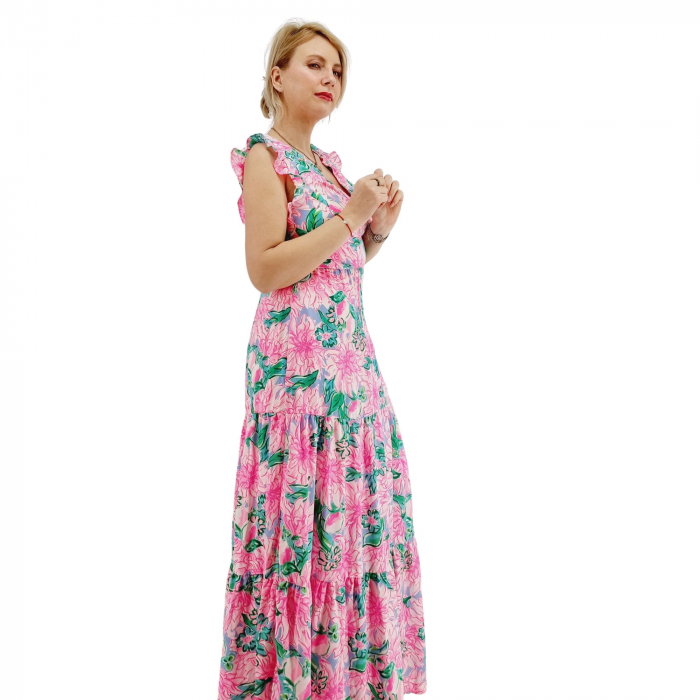 Rochie lunga din vascoza roz [4]