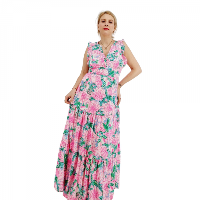 Rochie lunga din vascoza roz [5]