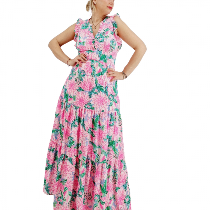 Rochie lunga din vascoza roz [2]