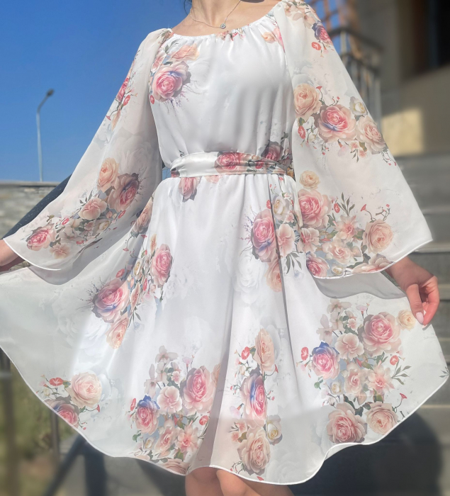 Rochie stilizata cu motive florale florinela 7