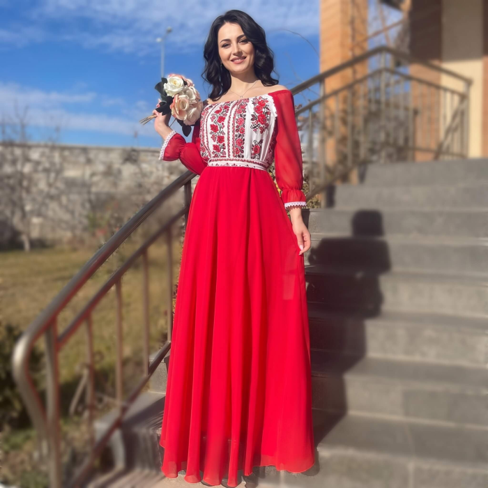 Rochie stilizata cu motive traditionale Elina 4