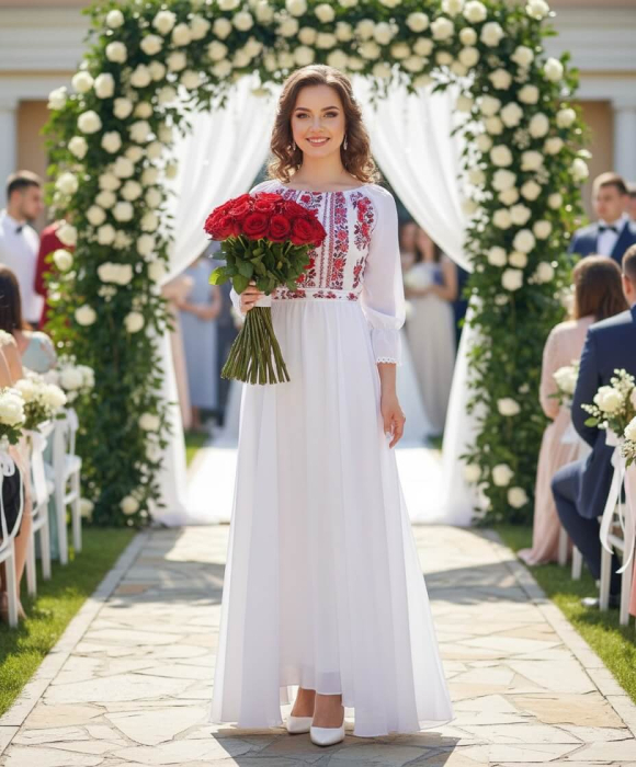 Rochie stilizata cu motive traditionale Elina