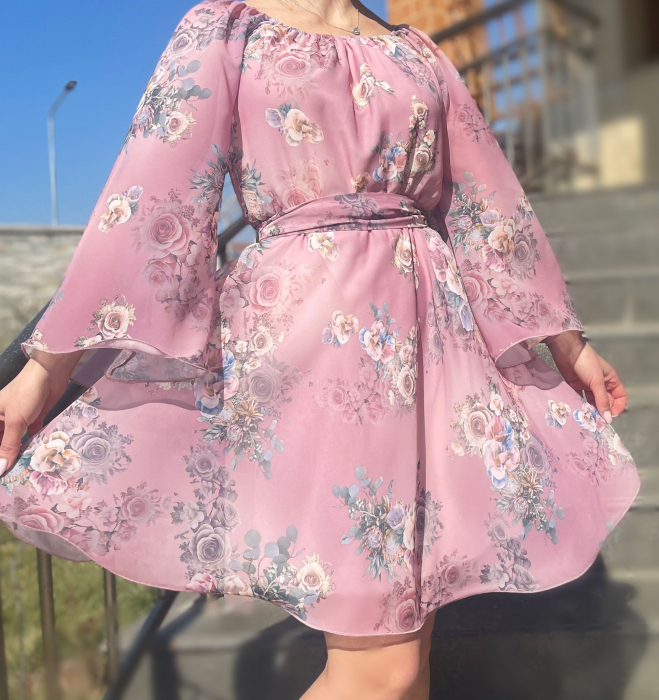 Rochie stilizata cu motive florale florinela 5