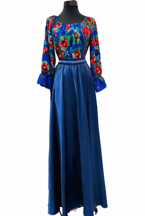 Rochie stilizata cu motive traditionale lunga Anisia 2 [2]