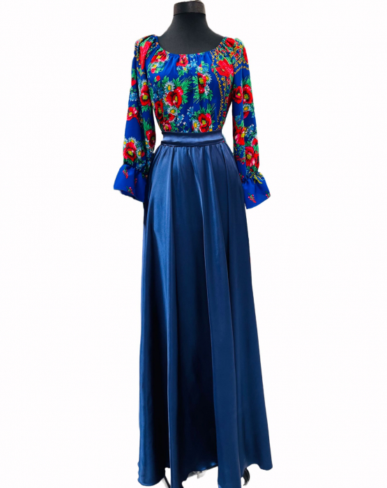 Rochie stilizata cu motive traditionale lunga Anisia 2 [4]