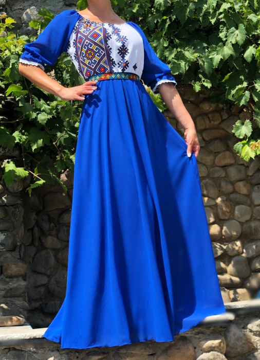 Rochie stilizata cu motive traditionale lunga Magdalena [2]
