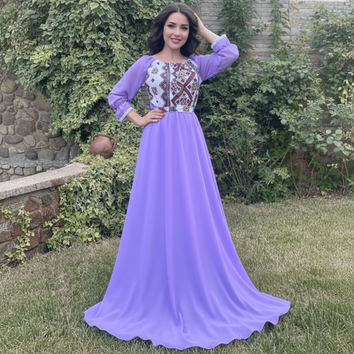Rochie stilizata cu motive traditionale lunga Magdalena 2