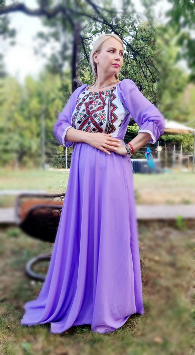 Rochie stilizata cu motive traditionale lunga Magdalena 2 [5]
