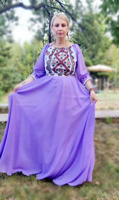 Rochie stilizata cu motive traditionale lunga Magdalena 2 [9]