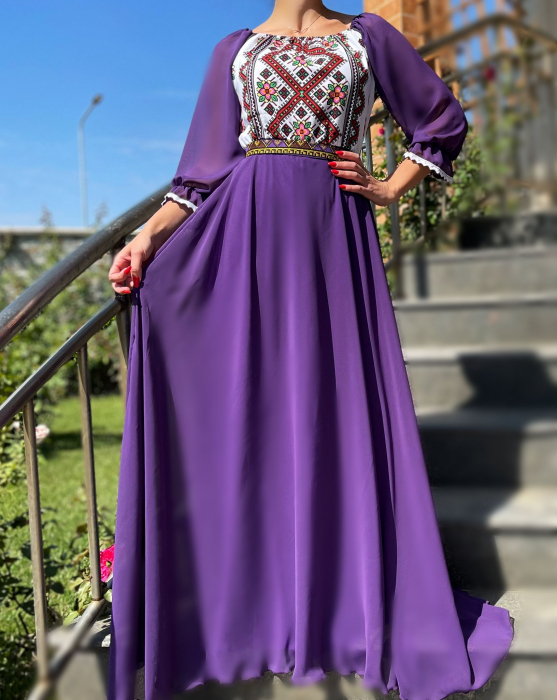 Rochie stilizata cu motive traditionale lunga Magduta [3]