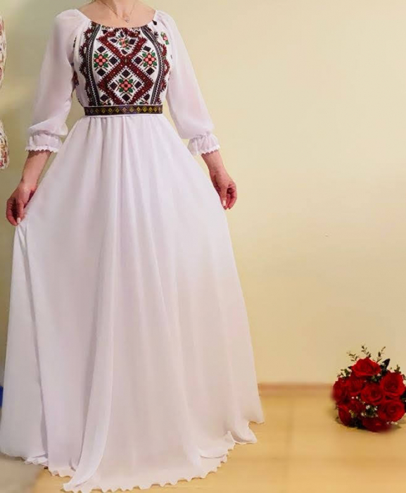 Rochie stilizata cu motive traditionale lunga Magduta [2]