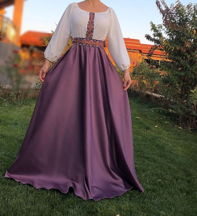 Rochie stilizata cu motive traditionale lunga Margareta [3]