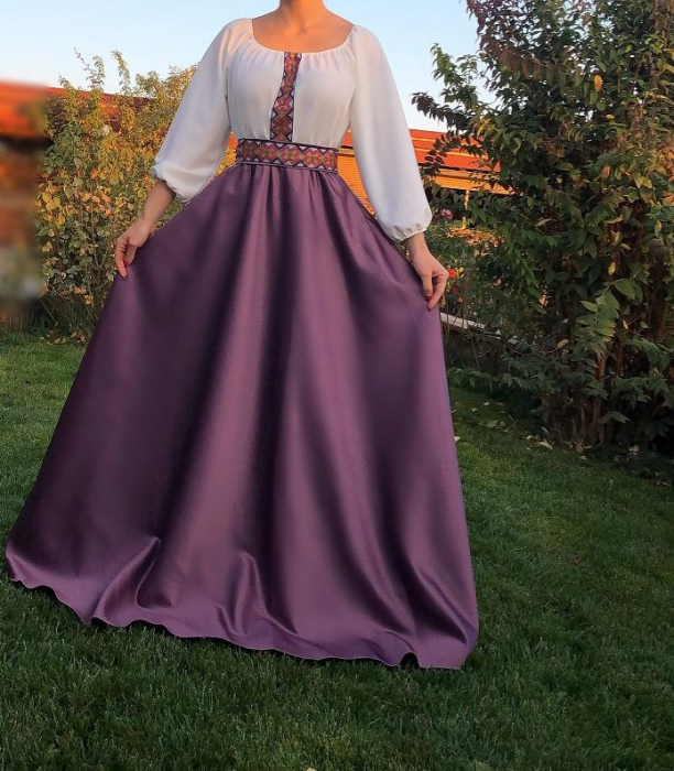 Rochie stilizata cu motive traditionale lunga Margareta [2]