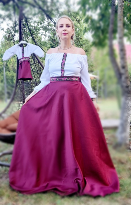 Rochie stilizata cu motive traditionale lunga Margareta 3 [2]