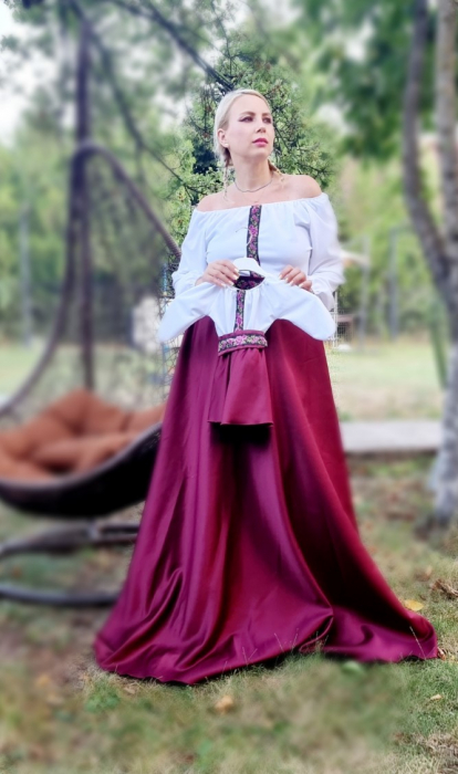 Rochie stilizata cu motive traditionale lunga Margareta 3 [3]
