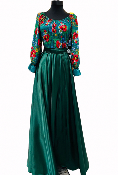 Rochie stilizata cu motive traditionale lunga Anisia [2]