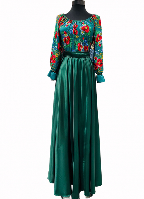 Rochie stilizata cu motive traditionale lunga Anisia [3]