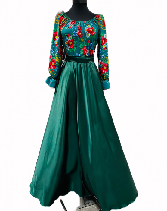 Rochie stilizata cu motive traditionale lunga Anisia [4]