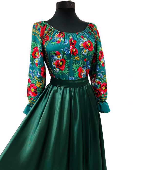 Rochie stilizata cu motive traditionale lunga Anisia [6]