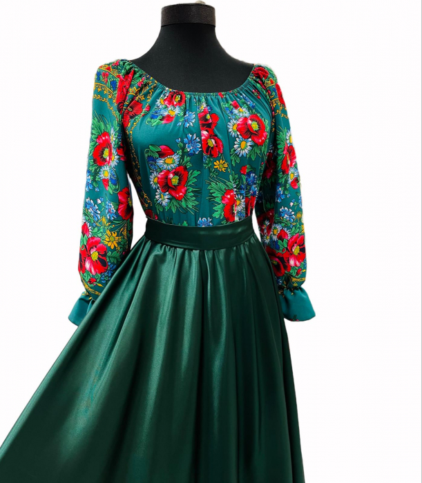 Rochie stilizata cu motive traditionale lunga Anisia [7]