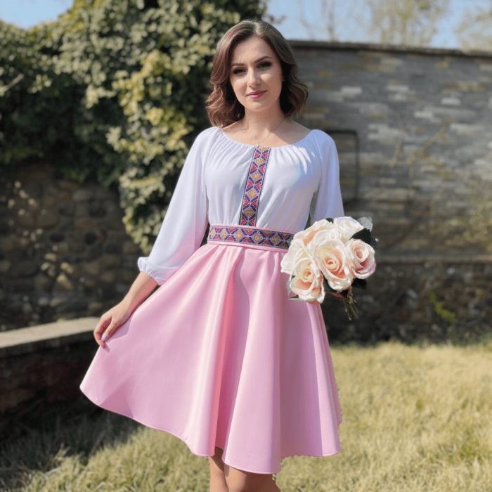 Rochie stilizata cu motive traditionale Margareta 2