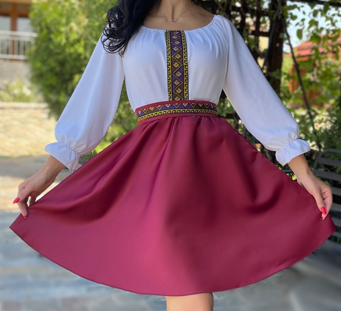 Rochie stilizata cu motive traditionale Margareta [2]