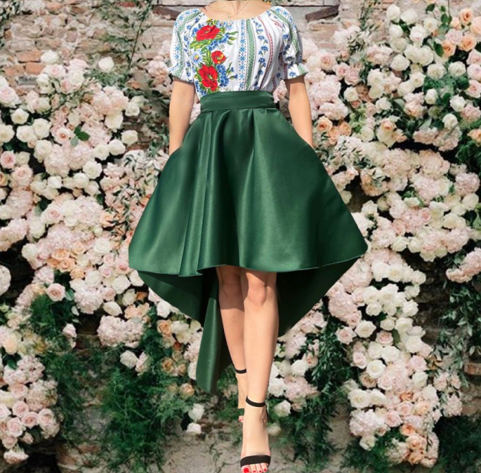 Rochie stilizata traditional asimetica cu maci [2]