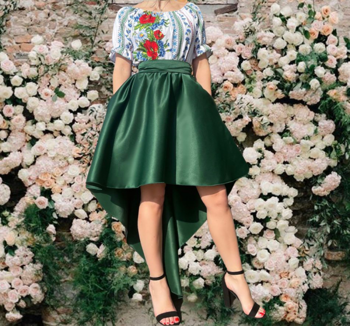 Rochie stilizata traditional asimetica cu maci [3]