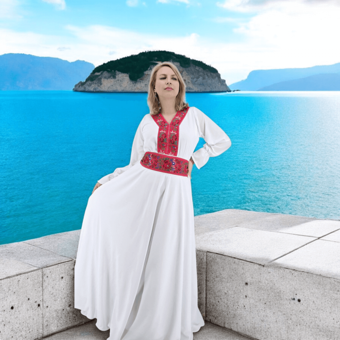 Rochie alba stilizata traditional Afroditha [4]