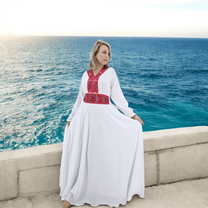Rochie alba stilizata traditional Afroditha [7]