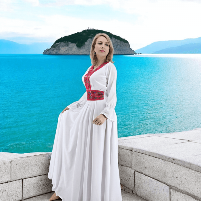Rochie alba stilizata traditional Afroditha [5]