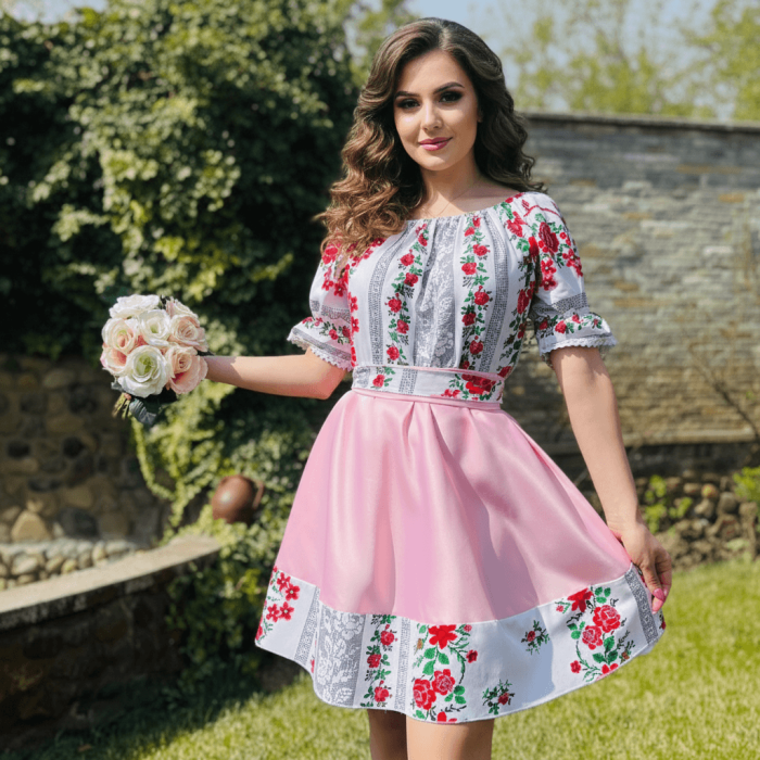 Rochie Stilizata Traditional cu imprimeu Elena 17