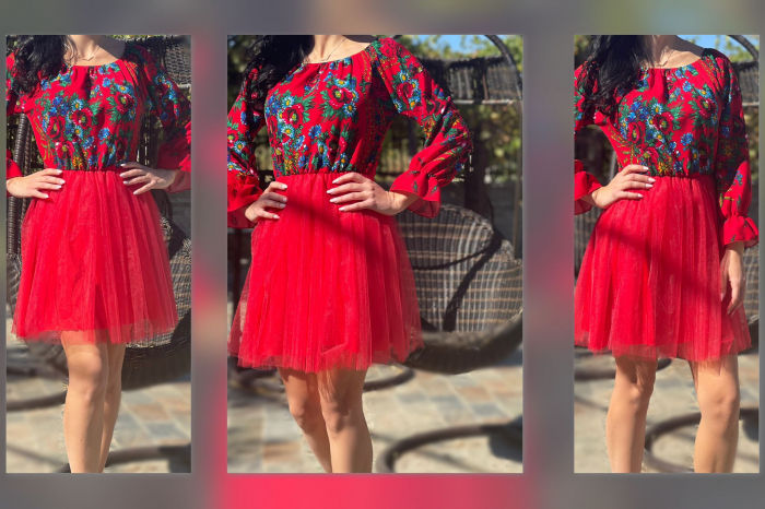 Rochie stilizata traditional cu tulle [3]