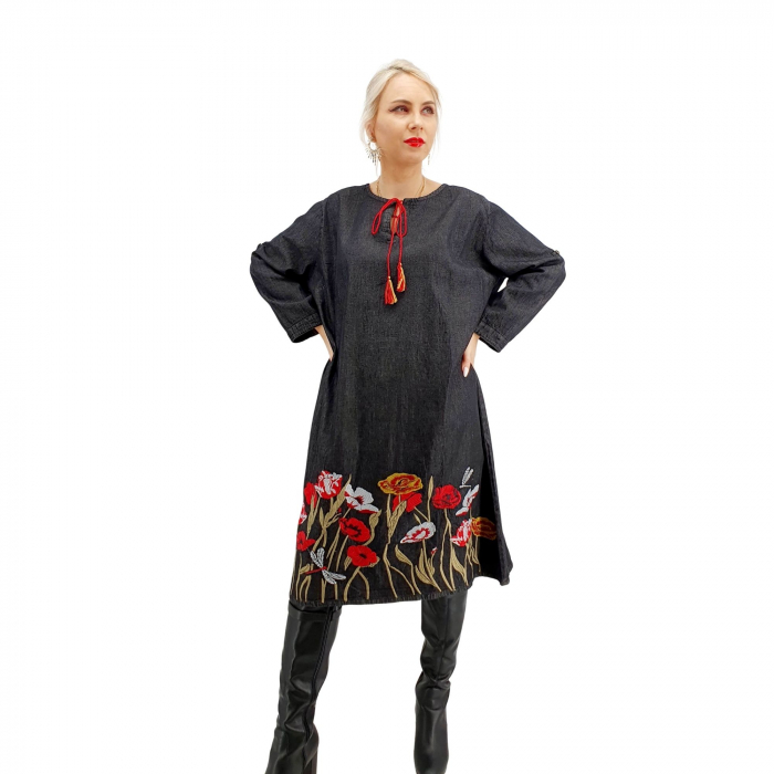 Rochie din denim cu broderie - valentina