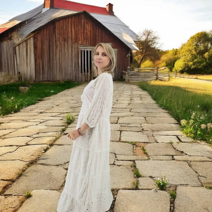 Rochie din bumbac cu broderie broderie englezească Angela 2 [3]