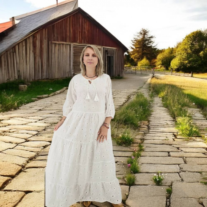 Rochie din bumbac cu broderie broderie englezească Angela 2 [2]