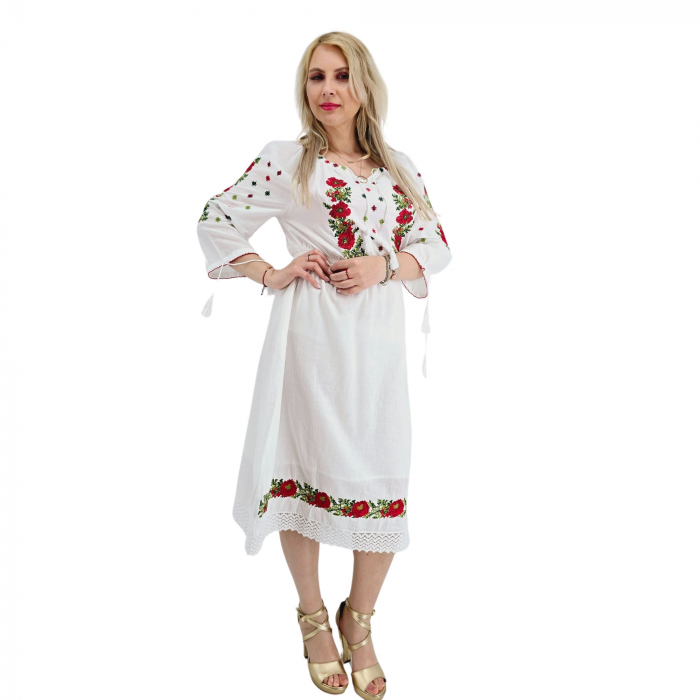 Rochie Traditionala cu borderie Maci 3 [5]