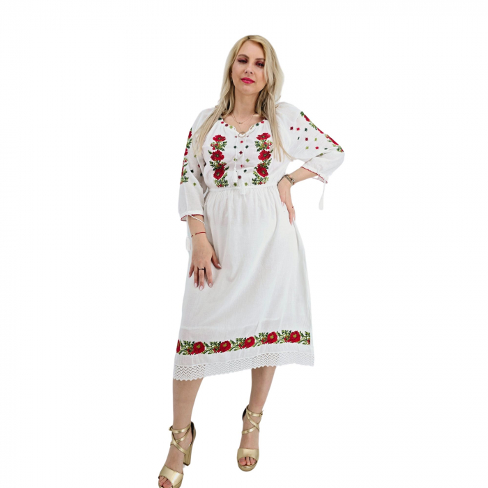 Rochie Traditionala cu borderie Maci 3 [4]
