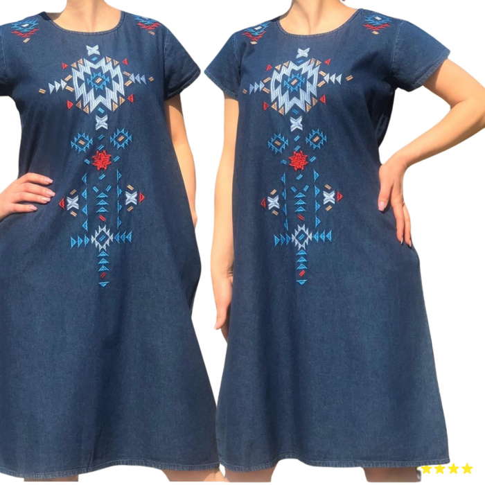 Rochie Traditionala din denim Sanda