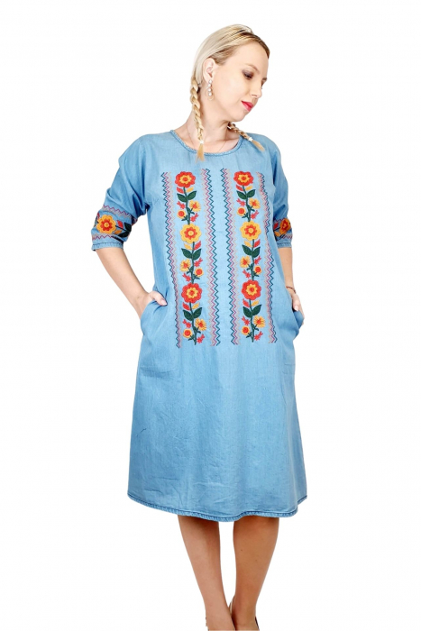 Rochie Traditionala din denim Sanda 32 [5]