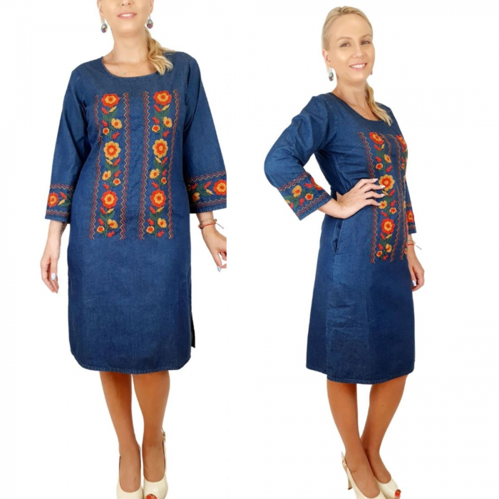 Rochie Traditionala din denim Sanda 36