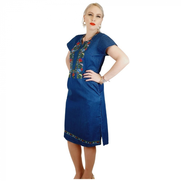 Rochie traditionala din denim sanda 41