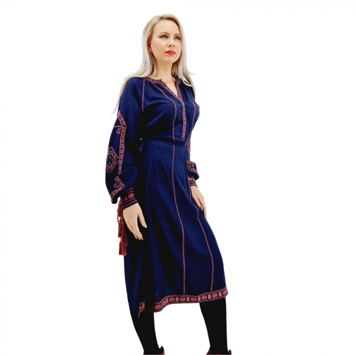 Rochie Traditionala Lunga cu broderie indigo Matilda [2]
