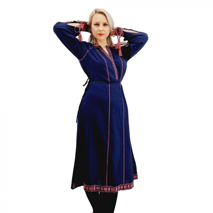 Rochie Traditionala Lunga cu broderie indigo Matilda [8]